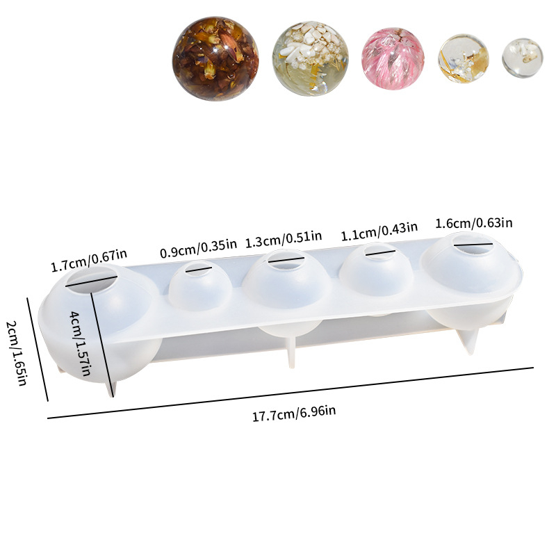 Силиконова форма за епоксидна смола – пет свързани сферични висулки