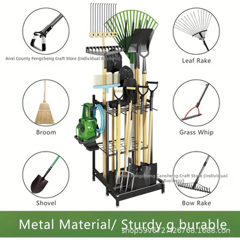 Железна стойка за градински инструменти за окачване на лопати и метли – пасторален стил, за съхранение на цветна стойка, прахоустойчив органайзер