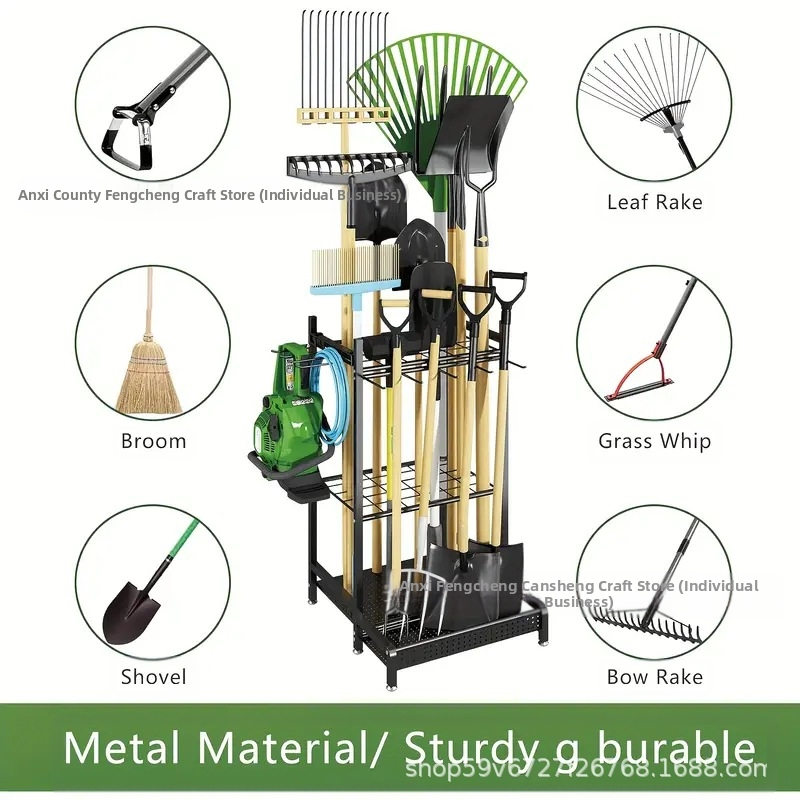 Железна стойка за градински инструменти за окачване на лопати и метли – пасторален стил, за съхранение на цветна стойка, прахоустойчив органайзер