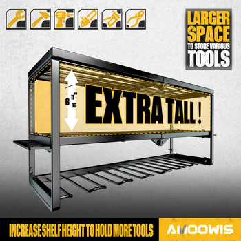 Τοίχο-Μοντάρισμα 3-επίπεδο ράφι εργαλείων από ανθρακούχο ατσάλι, με αναρρόφηση