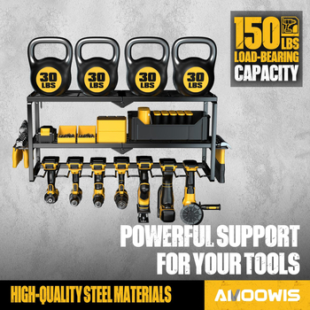 Τοίχο-Μοντάρισμα 3-επίπεδο ράφι εργαλείων από ανθρακούχο ατσάλι, με αναρρόφηση