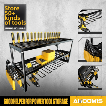 Τοίχο-Μοντάρισμα 3-επίπεδο ράφι εργαλείων από ανθρακούχο ατσάλι, με αναρρόφηση