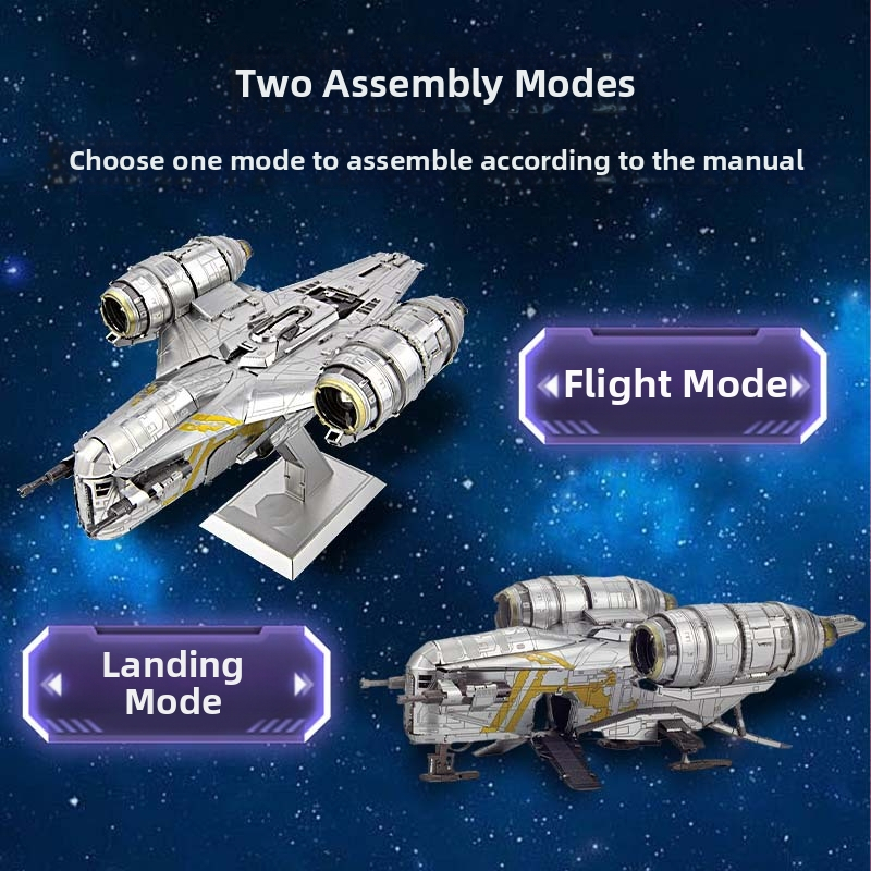 Razor Crest Mandalorianske vozidlo – kovový DIY 3D puzzle od Genus, pre vek 15–35