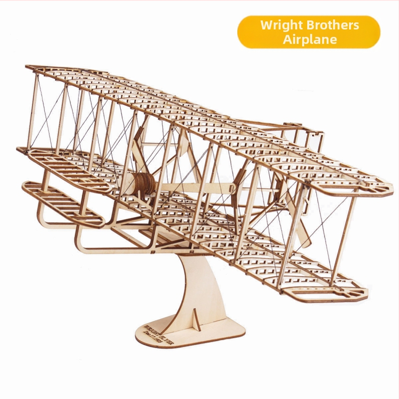 Drevený Wright Brothers lietadlový model – 3D puzzle, vzdelávacia hračka, DIY-priateľské, Hedin Craft