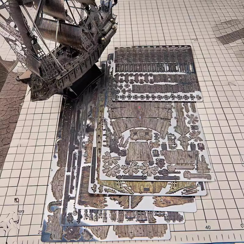 3D метален пъзел DIY сглобяем модел Летящият Холандец – карибски пиратски кораб, сплав, за възраст 15–35 г.