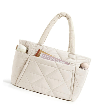 Ženska quiltirana Tote torba, poliester, zatvarač, horizontalni kvadratni oblik, pretinac za telefon