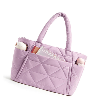 Ženska quiltirana Tote torba, poliester, zatvarač, horizontalni kvadratni oblik, pretinac za telefon