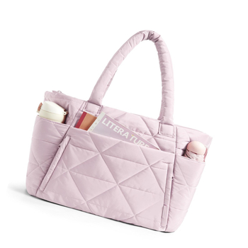 Ženska quiltirana Tote torba, poliester, zatvarač, horizontalni kvadratni oblik, pretinac za telefon