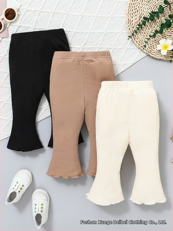 Βρεφικά παντελόνια με φαρδιά καβάλα – ευέλικτο βασικό στυλ, ύφασμα Milk Silk, 100% πολυεστέρας, μονόχρωμο σχέδιο, ζώνη μέσης μεσαίου ύψους