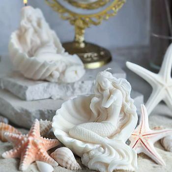 Силиконова форма за свещи за ароматерапия с мотиви ракушка, русалка и морска звезда (неправилна форма)