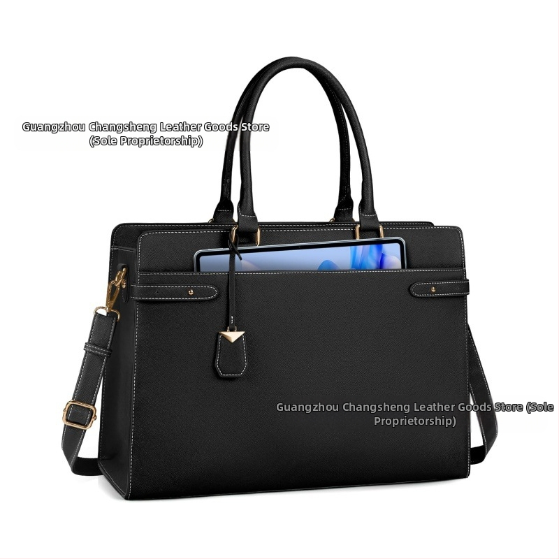 Moteriška PU nešiojamojo kompiuterio rankinė — patvari, ištempiama, daugiafunkcinė, didelė talpa, pečių biuro krepšys su PU pamušalu (Pavasaris 2024)