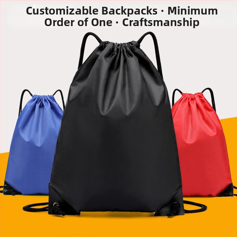 Полиестерна чанта с връзки за реклама – раница с връзки за носене, възможност за печат на лого; методи на печат: термотрансфер, ситопечат, офсет