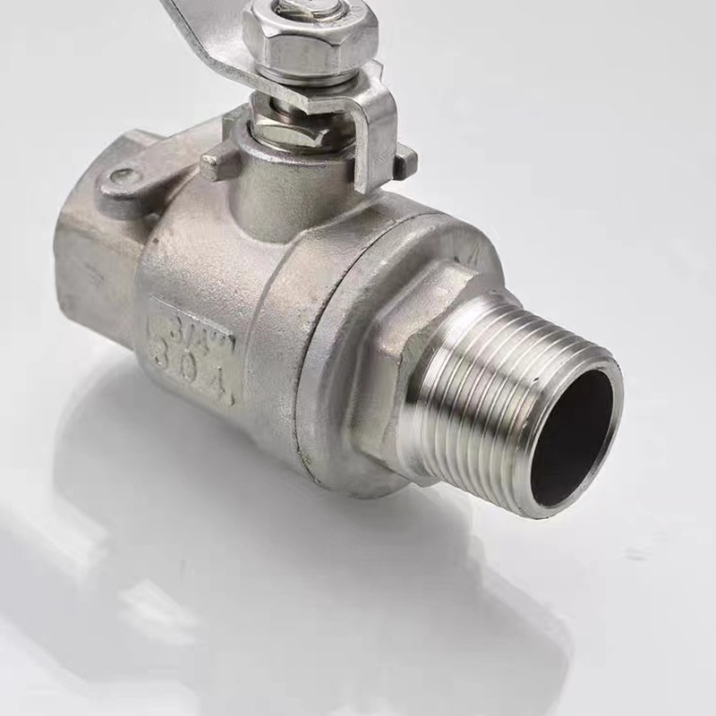 Ručni nehrđajući čelični kuglasti ventil s unutarnjim i vanjskim navojem, dvodijelni, za vodu, jednosmjeran tok