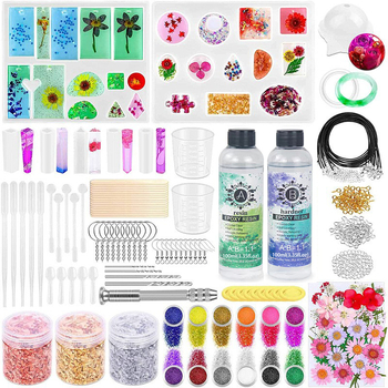 DIY ragasztócsepp készlet – szilikonból készült forma ékszerekhez, szabálytalan alak, aranyfólia, szárított virágok és strasszok