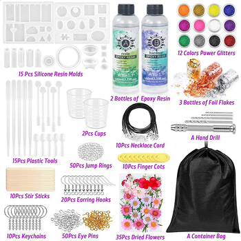 Σετ φορμών σιλικόνης για κοσμήματα από ρητίνη – Ακανόνιστο σχήμα, χρυσό φύλλο, αποξηραμένα λουλούδια και στρας