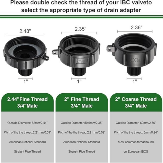 Adapter za vrtno crijevo IBC – plastični, mogućnost prilagodbe, bez brenda