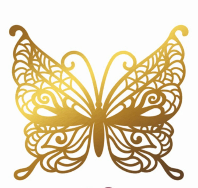 3D auksinio lapo drugelio sienos lipdukas - popierius, PP maišelis, Ningxin prekinis ženklas, vestuvinė dekoracija (Medžiaga: popierius; Pakuotė: PP maišelis; Prekės ženklas: Ningxin; Panaudojimas: vestuvės)