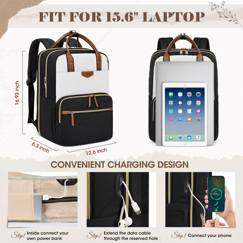 Batoh na voľnočasové cestovanie, unisex, nylon, 20-35 L, vhodný pre 10-palcový notebook, priedušný chrbtový panel.