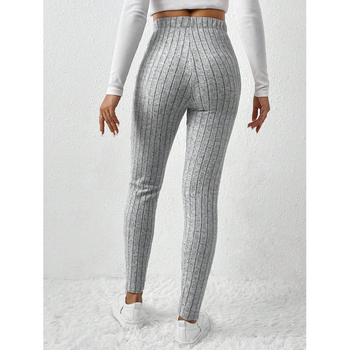 Дамски акрилни плетени тесни панталони, висока еластичност, средно висока талия, дължина 9/10, съдържание 95%+ акрил