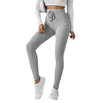 Дамски акрилни плетени тесни панталони, висока еластичност, средно висока талия, дължина 9/10, съдържание 95%+ акрил