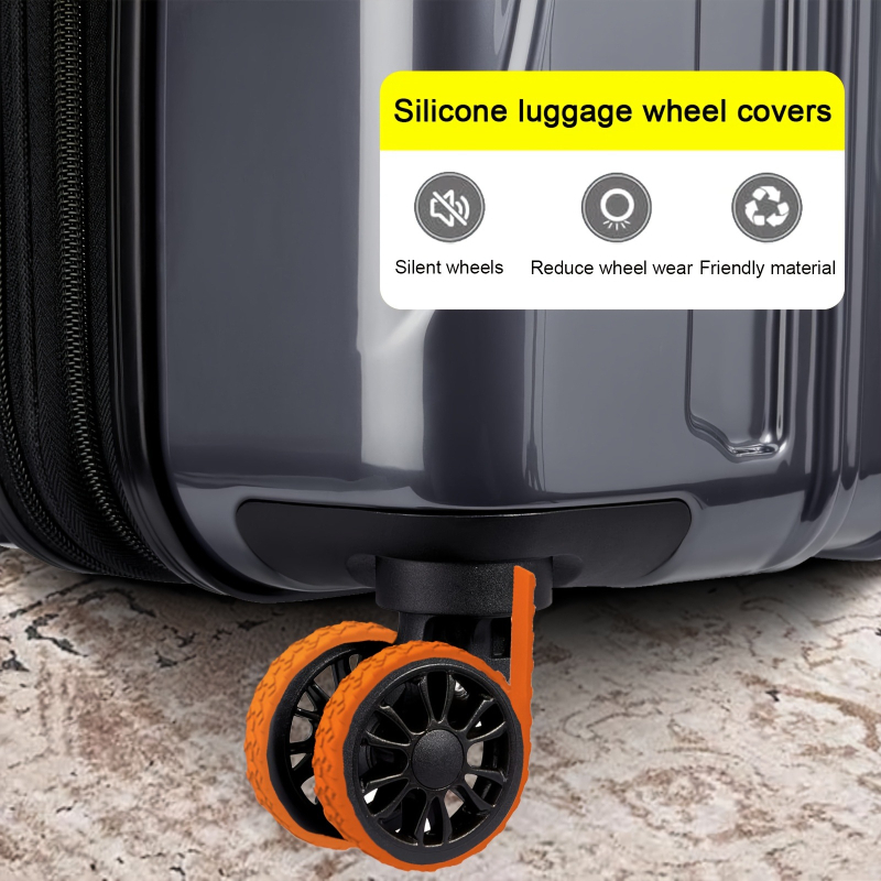 4 vnt silikoninių bagažinės ratų dangtelių, pjaustomi, tylus triukšmo mažinimas, tinka universaliems ratams