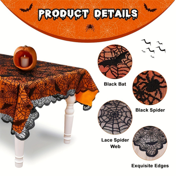 Διάδρομος τραπεζιού για Χάλογουιν – πολυεστέρας, ορθογώνιο σχήμα, μοτίβο δαντελένου ιστού αράχνης (Υλικό: Πολυεστέρας; Σχήμα: Ορθογώνιο; Μοτίβο: Δαντέλα με ιστό αράχνης; Θέμα: Χάλογουιν)