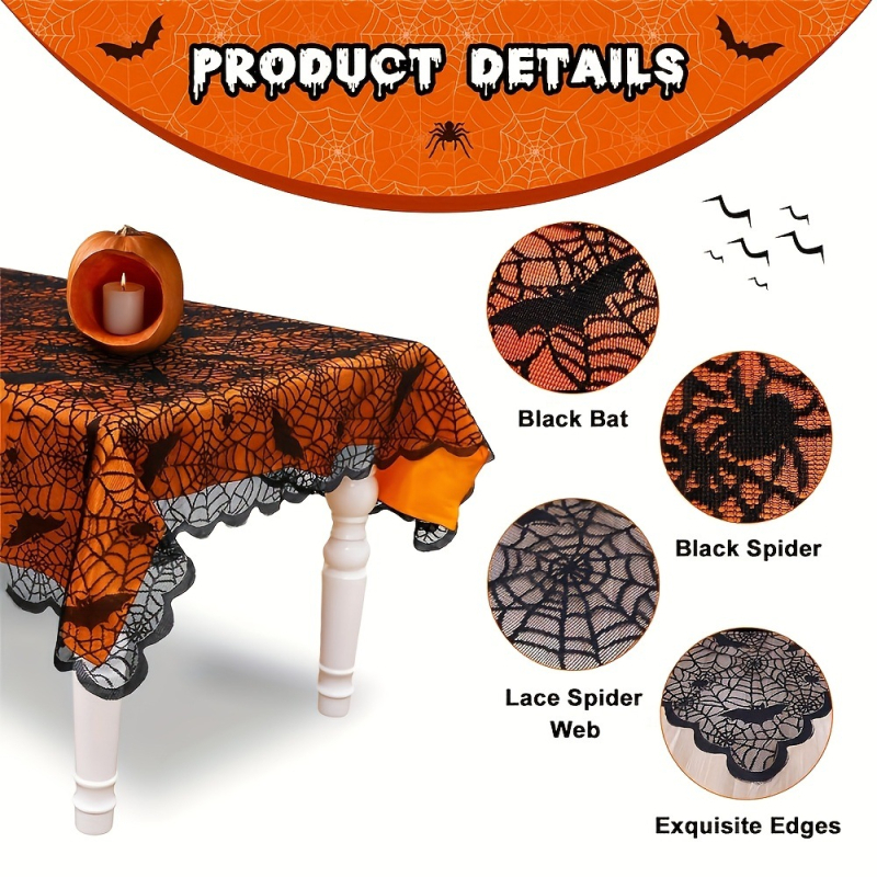 Διάδρομος τραπεζιού για Χάλογουιν – πολυεστέρας, ορθογώνιο σχήμα, μοτίβο δαντελένου ιστού αράχνης (Υλικό: Πολυεστέρας; Σχήμα: Ορθογώνιο; Μοτίβο: Δαντέλα με ιστό αράχνης; Θέμα: Χάλογουιν)