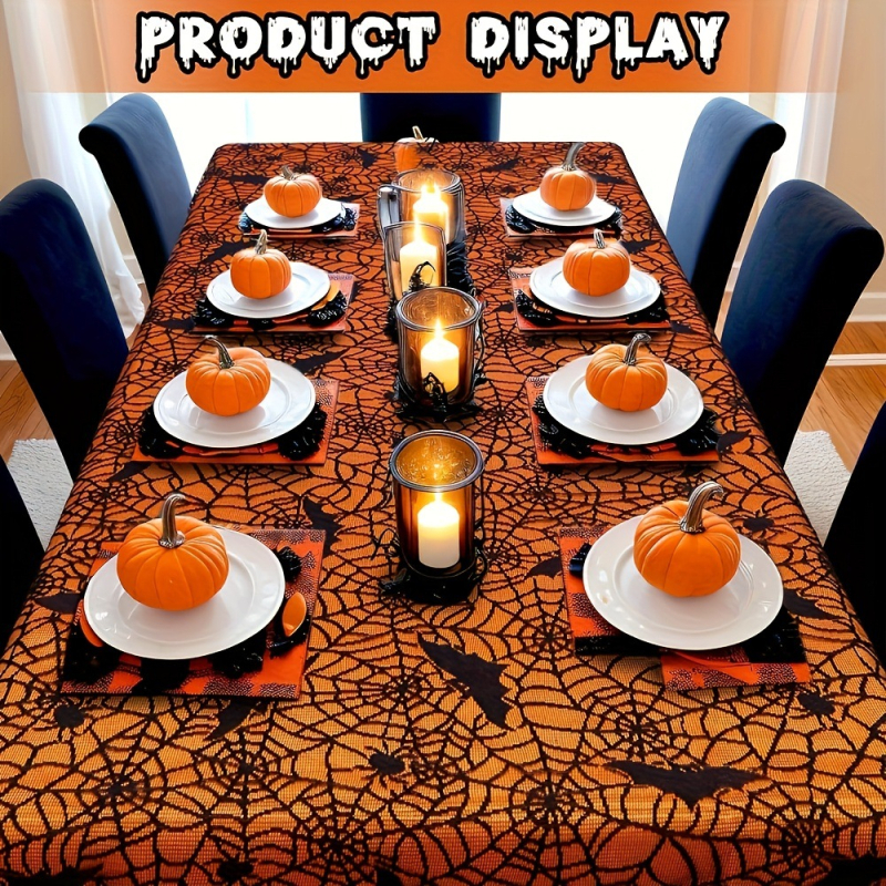 Διάδρομος τραπεζιού για Χάλογουιν – πολυεστέρας, ορθογώνιο σχήμα, μοτίβο δαντελένου ιστού αράχνης (Υλικό: Πολυεστέρας; Σχήμα: Ορθογώνιο; Μοτίβο: Δαντέλα με ιστό αράχνης; Θέμα: Χάλογουιν)