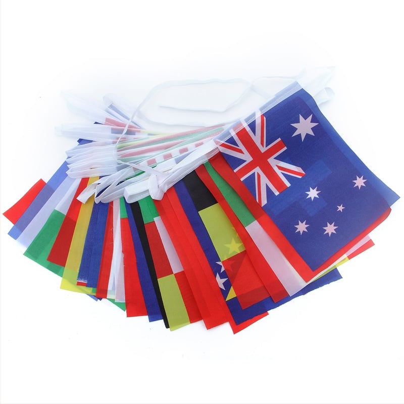 Стринг флагове за декорация — Бранд: Chuangdong; код на продукта: Customized string flags/pegs; платно за знаме: полиестер; печат на лого: възможен; метод на печат: сито и дигитален печат