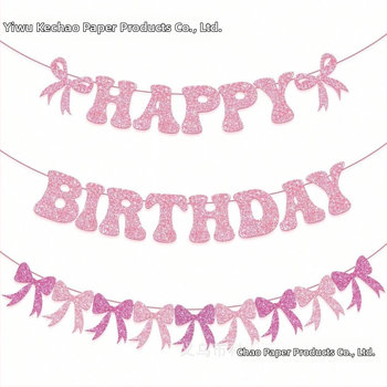 Bow-Tie Flag Glitter Birthday Banner vakarėlių dekorui (No flagpole)