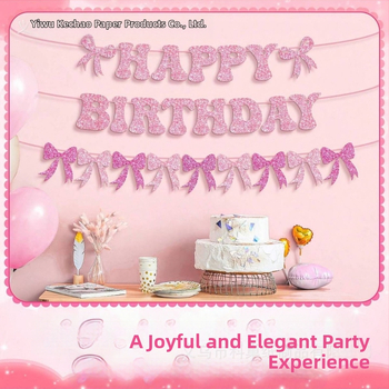 Bow-Tie Flag Glitter Birthday Banner vakarėlių dekorui (No flagpole)