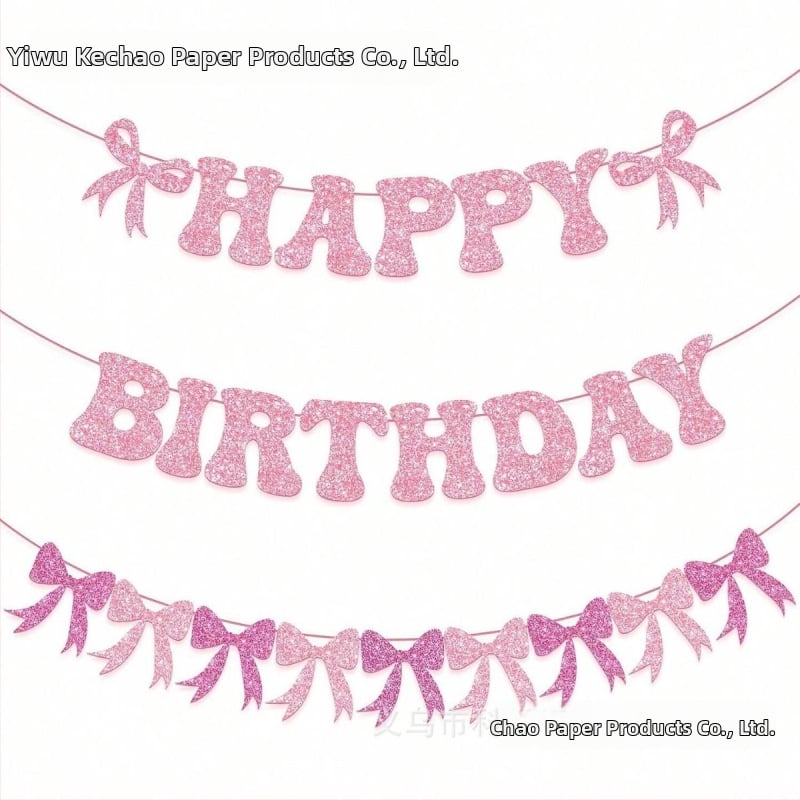 Bow-Tie Flag Glitter Birthday Banner за парти декор (No flagpole)