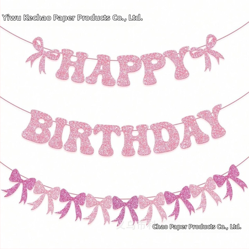 Bow-Tie Flag Glitter Birthday Banner vakarėlių dekorui (No flagpole)