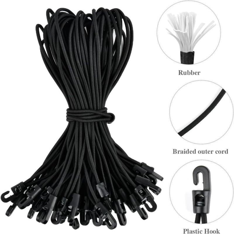 20 vnt guminių įtemptuvų su kilpomis, atsparus vandeniui oilcloth lagaminams, konstrukcija iš PP + latekso šilko + polipropileno šilko