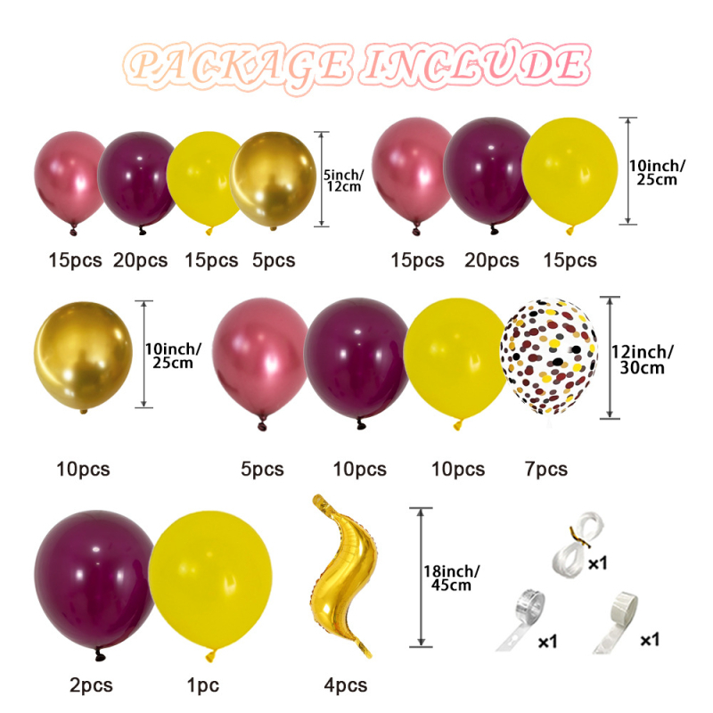 Latekso balionų dekoratyvinė komplektas vakarėlio scenai, apvalūs balionai, pritaikymas, logotipo atspauda