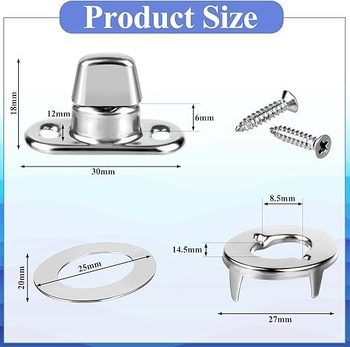 Twist Lock Fastener Turn Button Eyelet Stud, 90° Wrapping Angle, за монтаж върху платно и ъгли на куфари