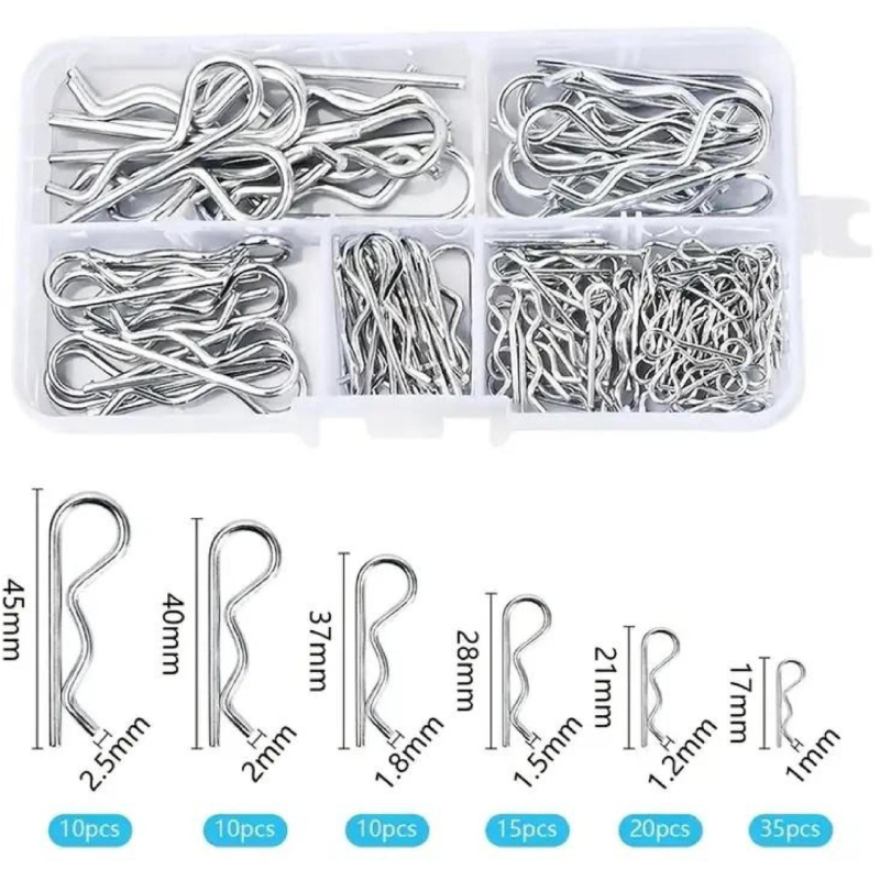 R-образен пружинен щифт-конектор, 100 бр., GN 1024, гланцирана галванизация, клас 4.8