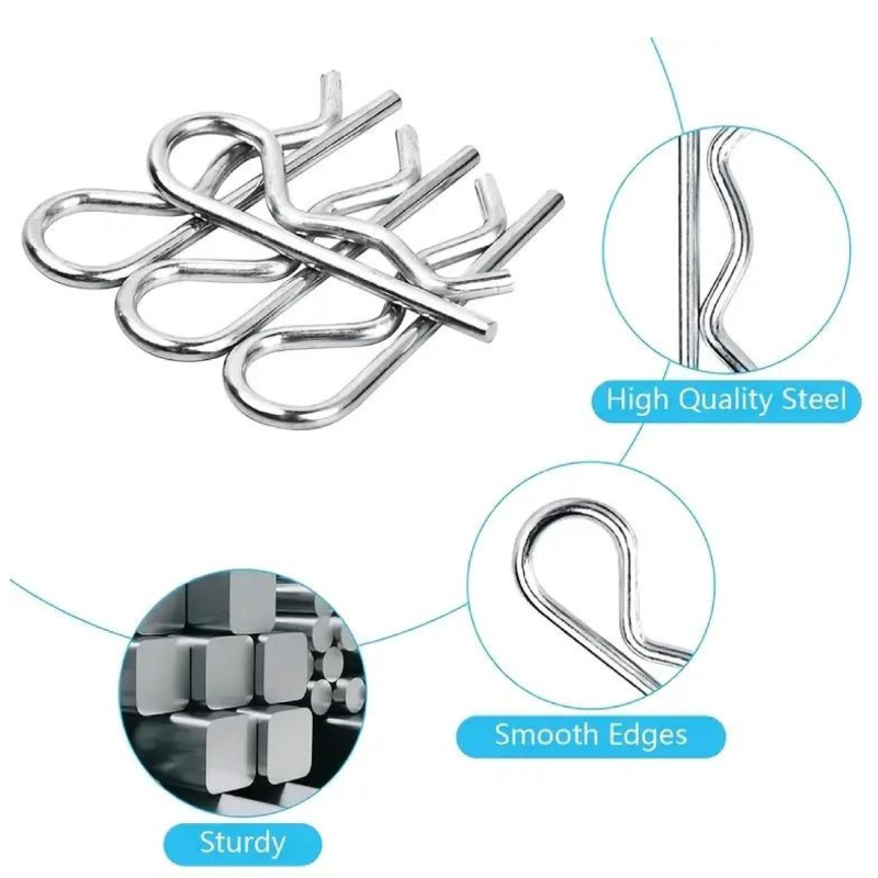 R-образен пружинен щифт-конектор, 100 бр., GN 1024, гланцирана галванизация, клас 4.8