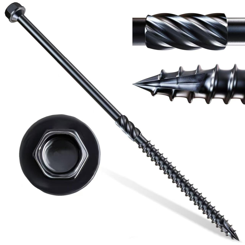 Дървени винтове със шестоглава фланцова глава – оксидно-черно покритие, Q215a въглеродна стомана, клас 12.9