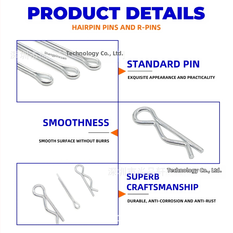 Комплект разделителни щифтове, 458 броя, прави и R-образни, от неръждаема стомана и галванизирана стомана, Shangpinxuan GB97