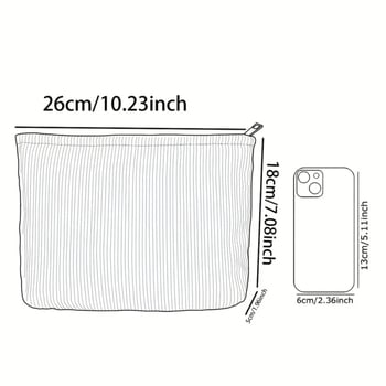 Козметична чанта Corduroy с ръчно рисуван ретро мотив, голям капацитет, дишаща, ултралека и разширяваща се, подплата от полиестер.