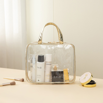 Διαφανές τσαντάκι καλλυντικών PVC με διαχωρισμό στεγνό-υγρό, φορητό και με μεγάλη χωρητικότητα