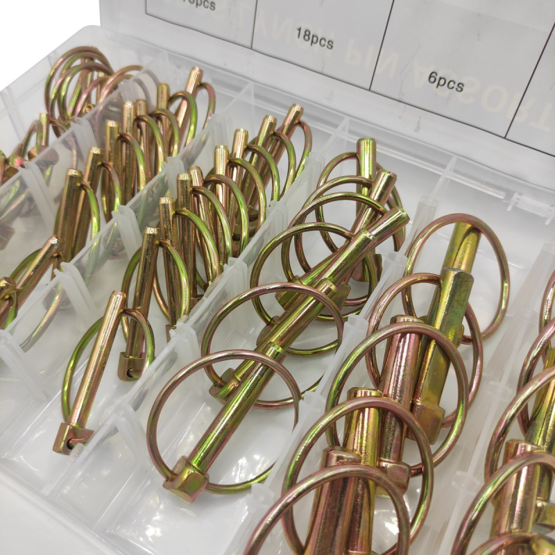 50 броя комплект кръгли щифтове: предпазни, пружинни, позициониращи, бързозаключващи и заключващи щифтове; метално покритие