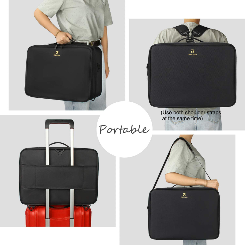 Cutie de machiaj din Oxford, fermoar, formă orizontală pătrată, include 3 cutii, dimensiuni 43,00 × 18,50 × 32,00 cm; greutate 2900 g