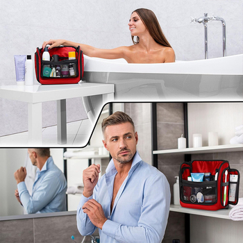 Τσαντάκι καλλυντικών με γάντζο, μεγάλη χωρητικότητα, αδιάβροχο, διαχωρισμός στεγνό-βρεγμένο, φορητό για ταξίδια