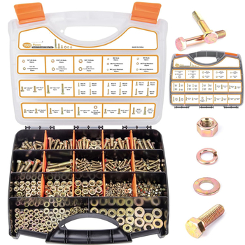 707 броя DIN 933 външни шестогранни болтове комплект, галванизирана въглеродна стомана, клас 8.8