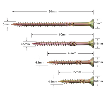 Дърводелски винтове за дърво, Torx T25 Plum Blossom глава, самонарезни, галванизирани, C1022A стомана