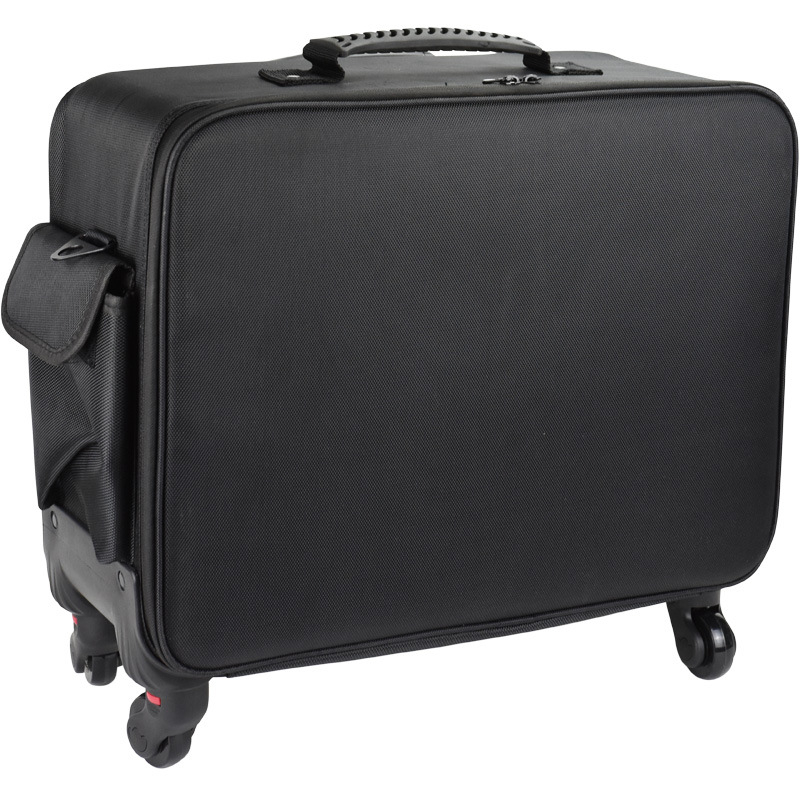 Geantă de machiaj pe roți, cu tijă de tragere, material Oxford, roți universale, închidere cu fermoar