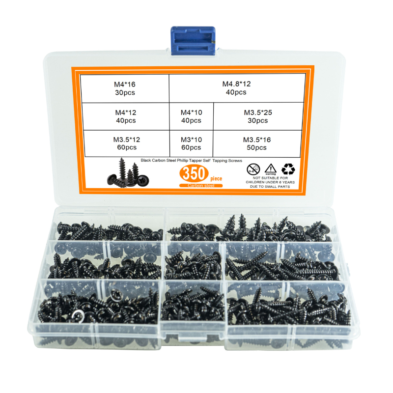 Самонарезни винтове с шайби, кръстосан шлиц, Q235 стомана, клас 8.8, повърхност с черно покритие