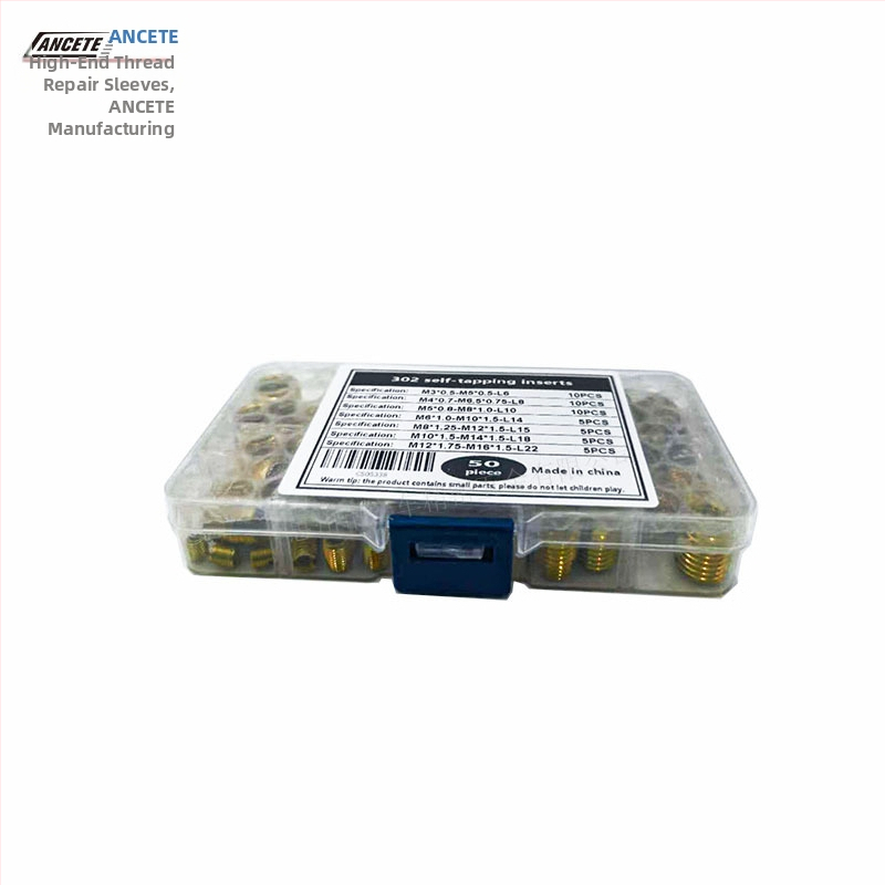 Самона́резни втулки за винтове 302 тип, въглеродна стомана, комплект за възстановяване на резба, 50 бр., комбиниран пакет